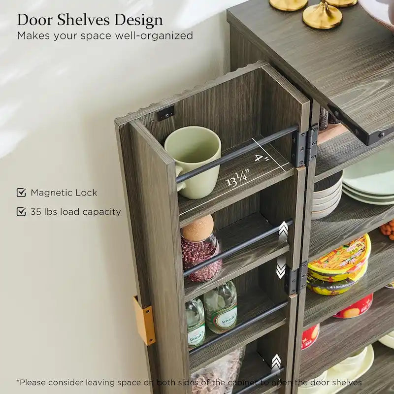 Meuble de rangement moderne à cannelures avec portes à panneaux ondulés, hauteur 119 cm