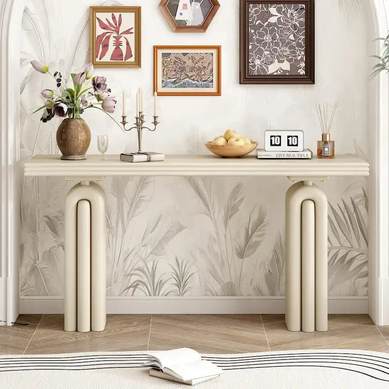 Console en placage d'acacia, 60 po de large