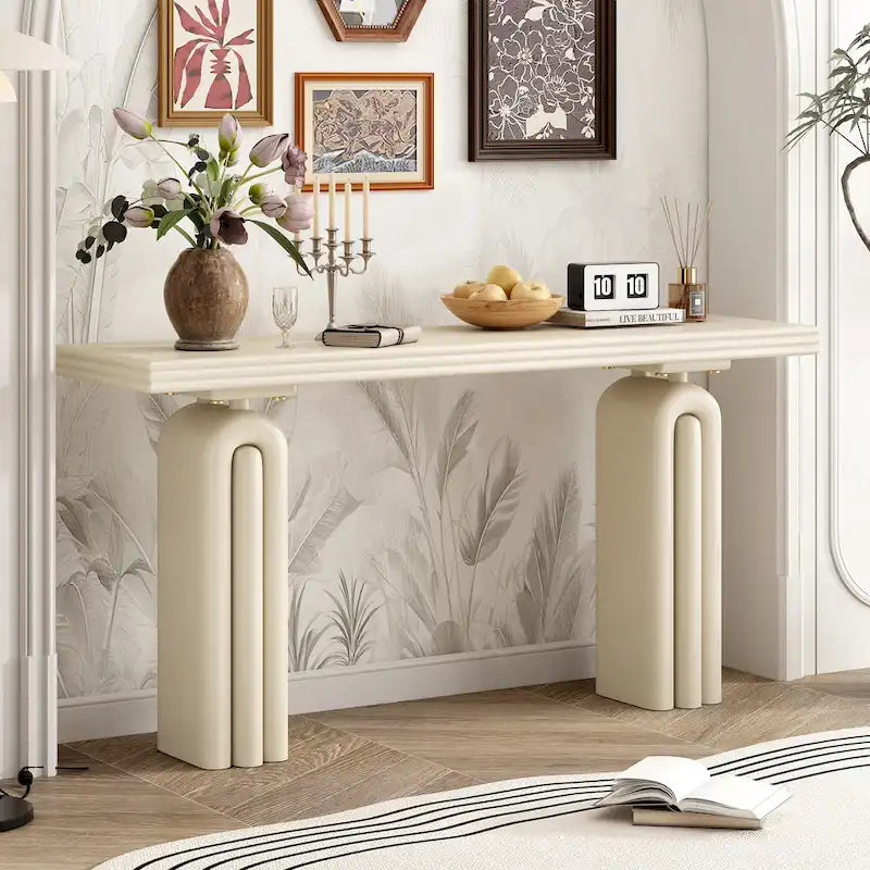 Console en placage d'acacia, 60 po de large