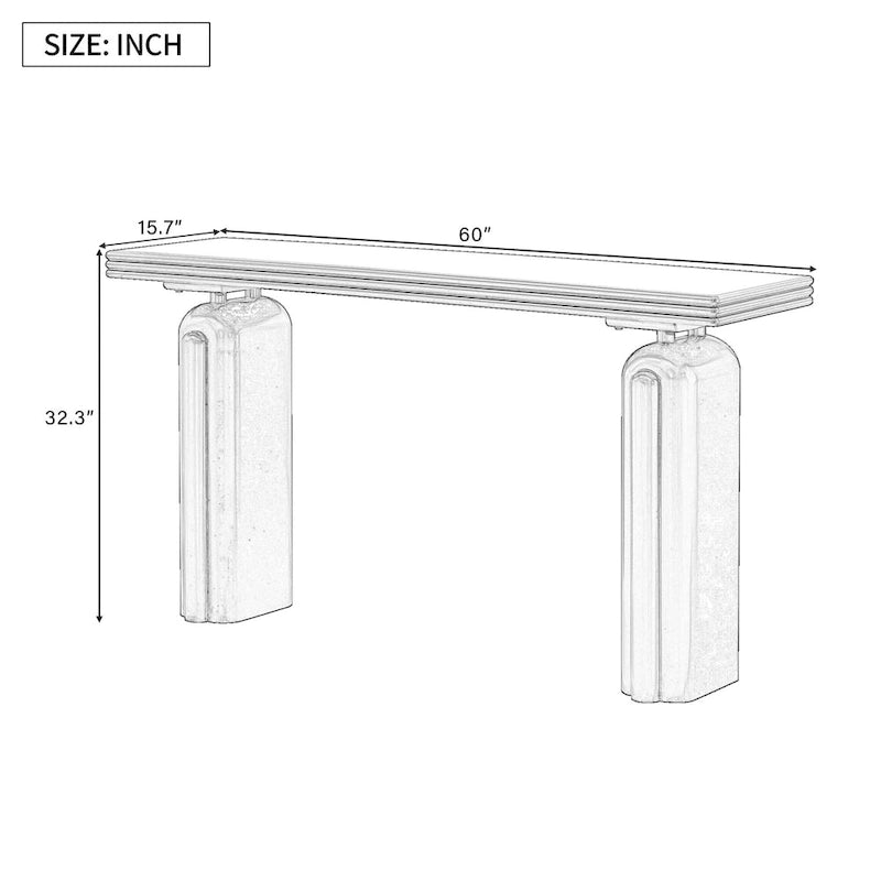 Console en placage d'acacia, 60 po de large