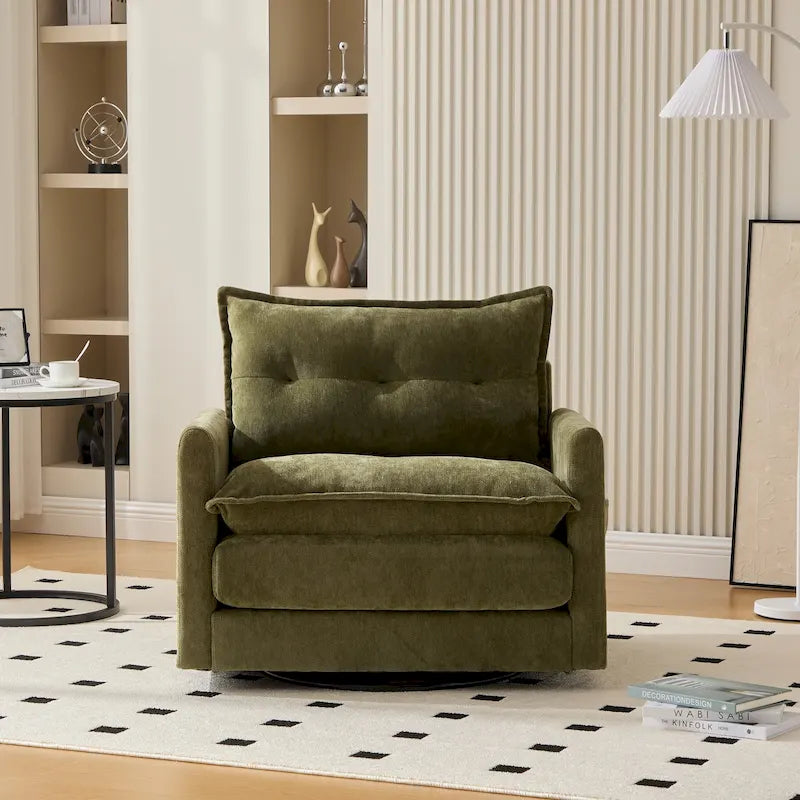 Fauteuil pivotant à 360° en chenille, style moderne du milieu du siècle