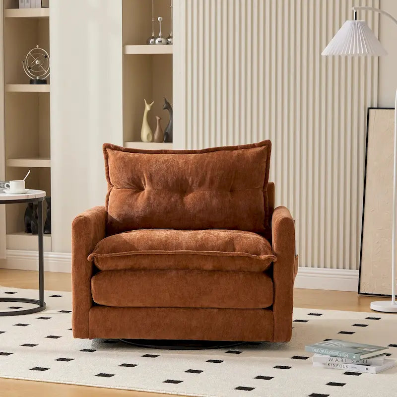 Fauteuil pivotant à 360° en chenille, style moderne du milieu du siècle