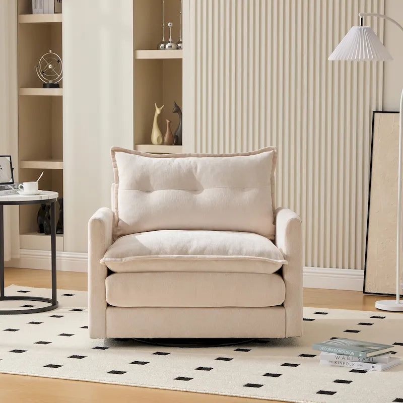 Fauteuil pivotant à 360° en chenille, style moderne du milieu du siècle