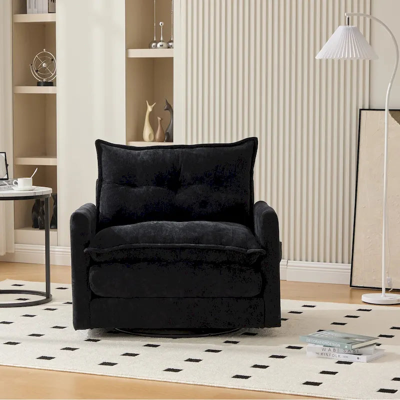 Fauteuil pivotant à 360° en chenille, style moderne du milieu du siècle