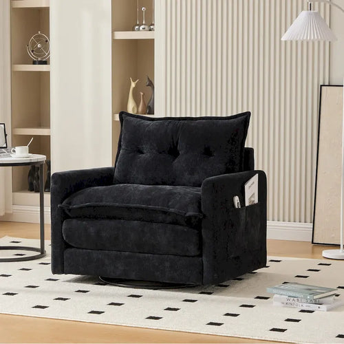 GALDWIN Chenille Upholstered 360Degree Swivel Mid Century Modern Arm Chair for Living Room