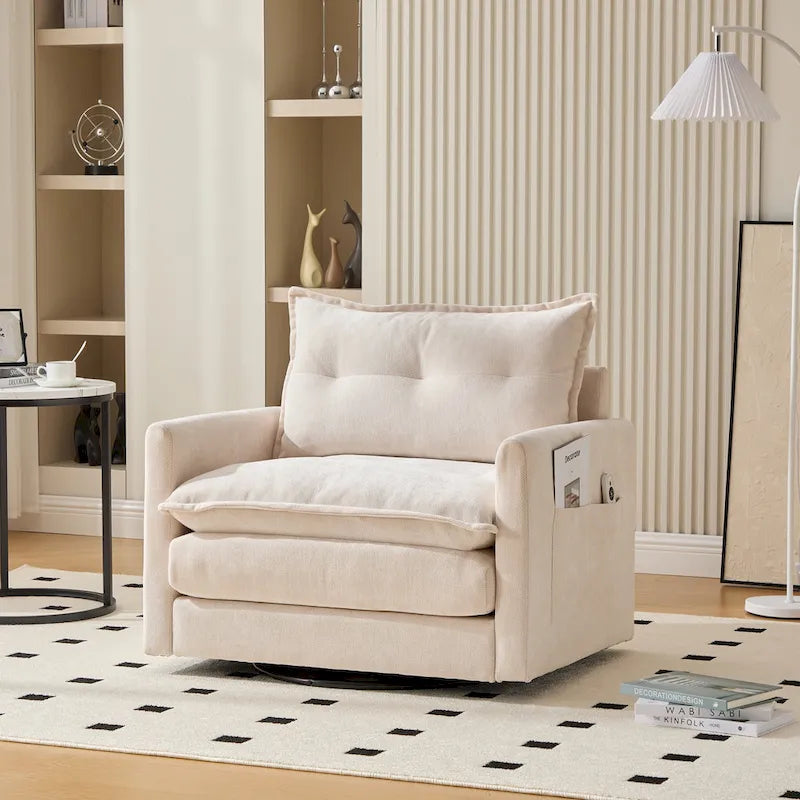 Fauteuil pivotant à 360° en chenille, style moderne du milieu du siècle