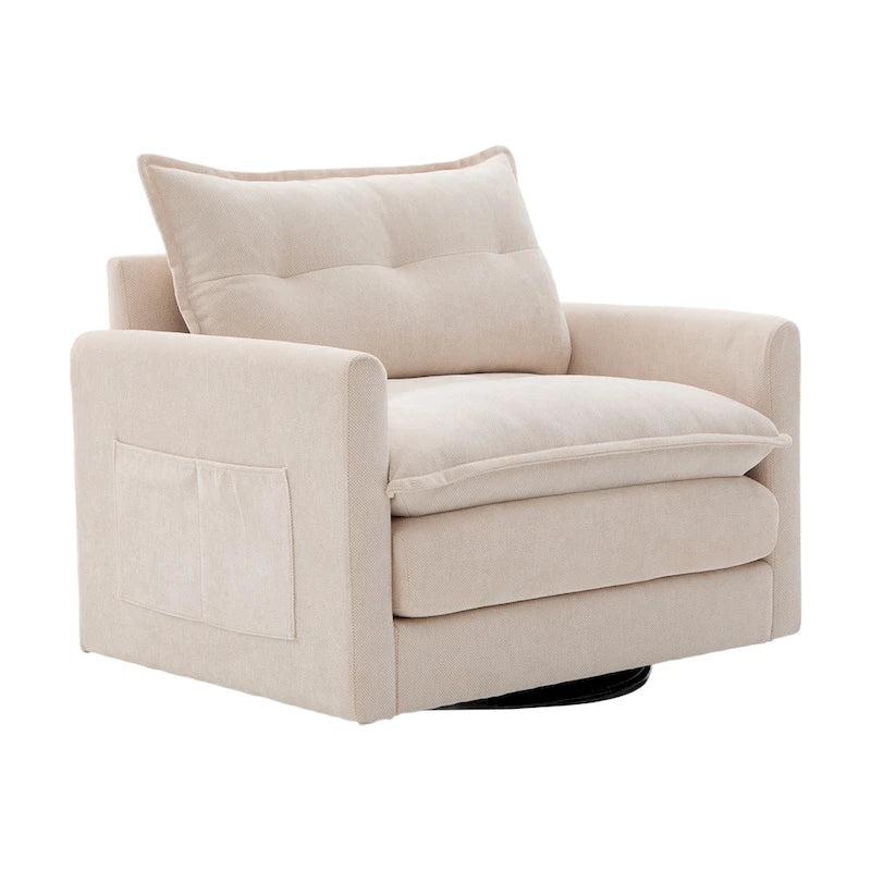 Fauteuil pivotant à 360° en chenille, style moderne du milieu du siècle