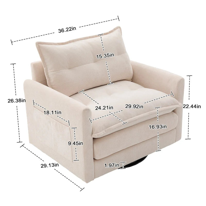 Fauteuil pivotant à 360° en chenille, style moderne du milieu du siècle