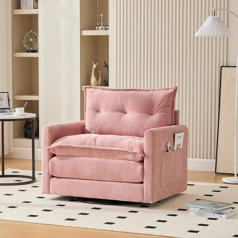 Fauteuil pivotant à 360° en chenille, style moderne du milieu du siècle