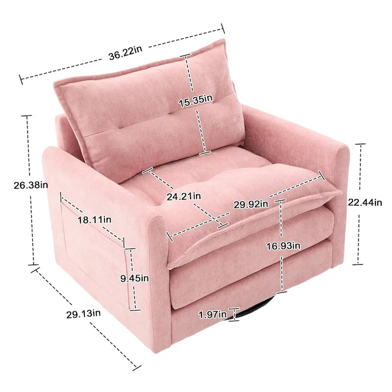 Fauteuil pivotant à 360° en chenille, style moderne du milieu du siècle