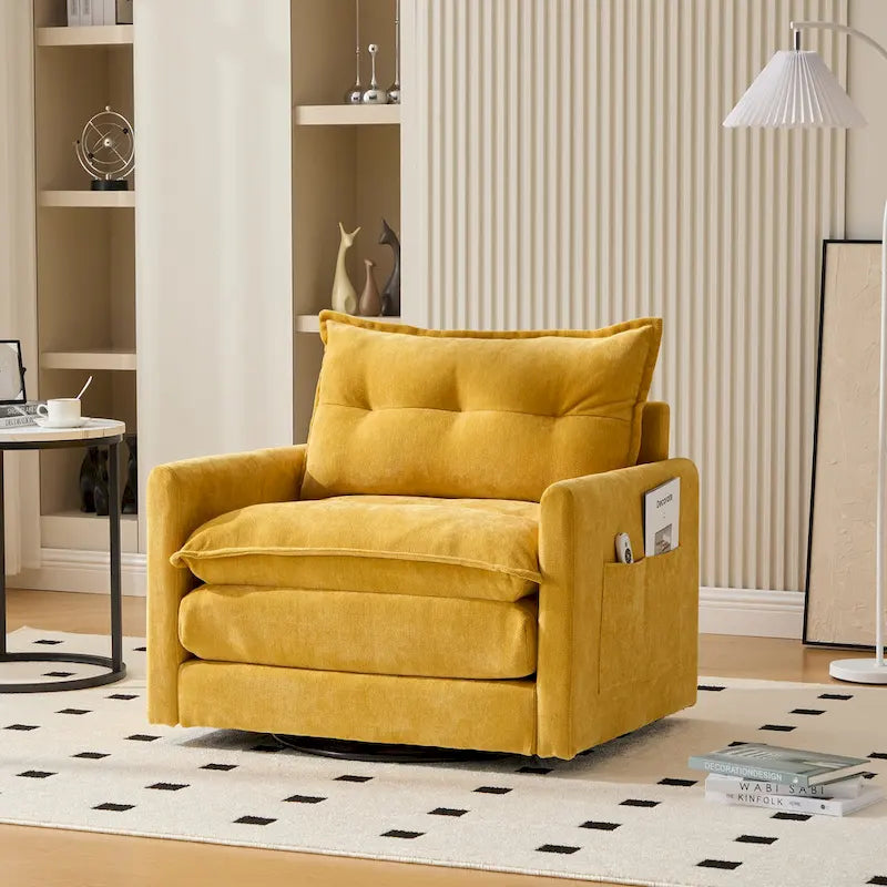 Fauteuil pivotant à 360° en chenille, style moderne du milieu du siècle