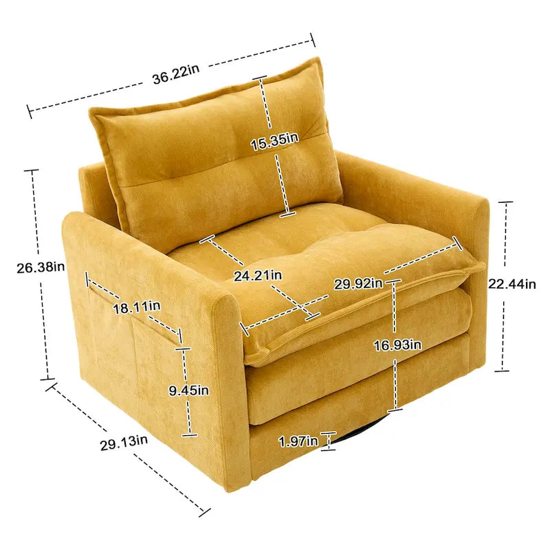 Fauteuil pivotant à 360° en chenille, style moderne du milieu du siècle