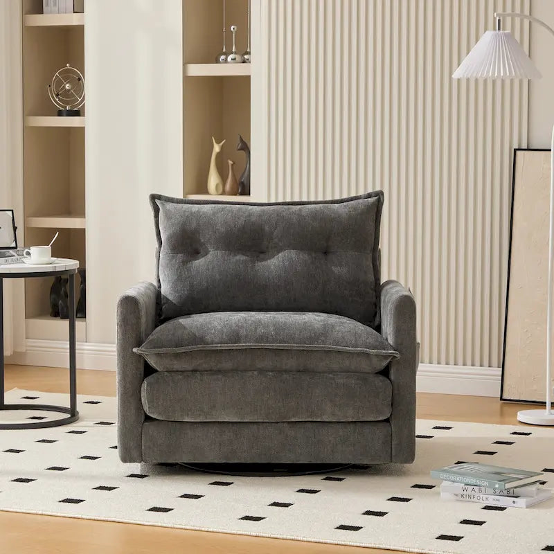 Fauteuil pivotant à 360° en chenille, style moderne du milieu du siècle