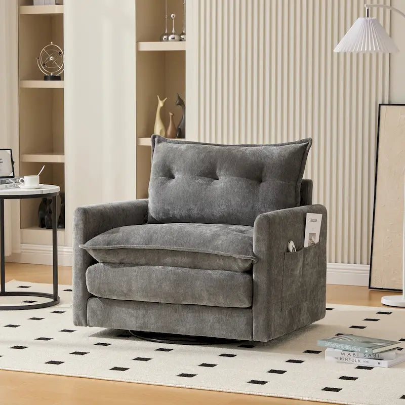 Fauteuil pivotant à 360° en chenille, style moderne du milieu du siècle