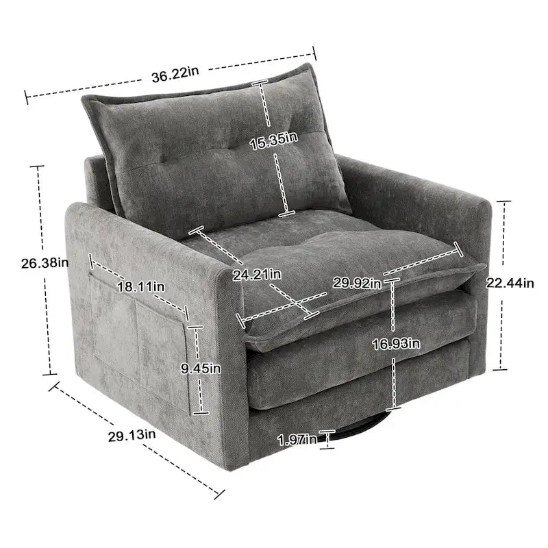 Fauteuil pivotant à 360° en chenille, style moderne du milieu du siècle