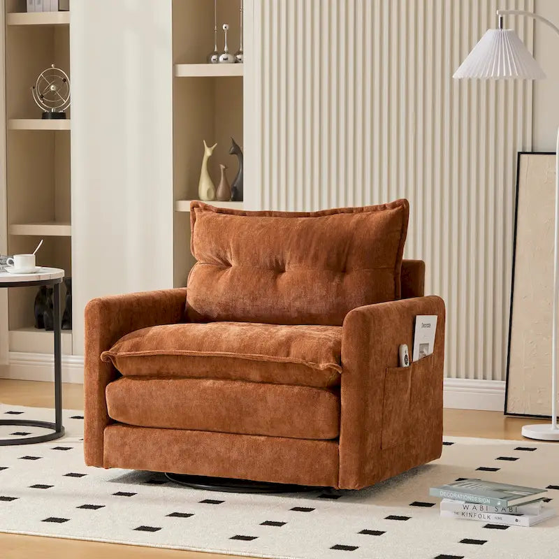 Fauteuil pivotant à 360° en chenille, style moderne du milieu du siècle