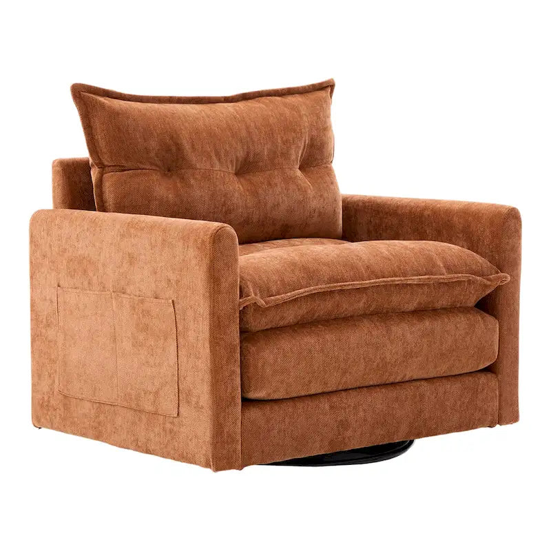 Fauteuil pivotant à 360° en chenille, style moderne du milieu du siècle