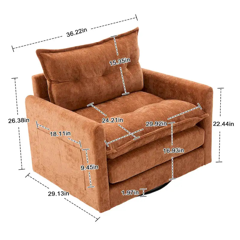 Fauteuil pivotant à 360° en chenille, style moderne du milieu du siècle
