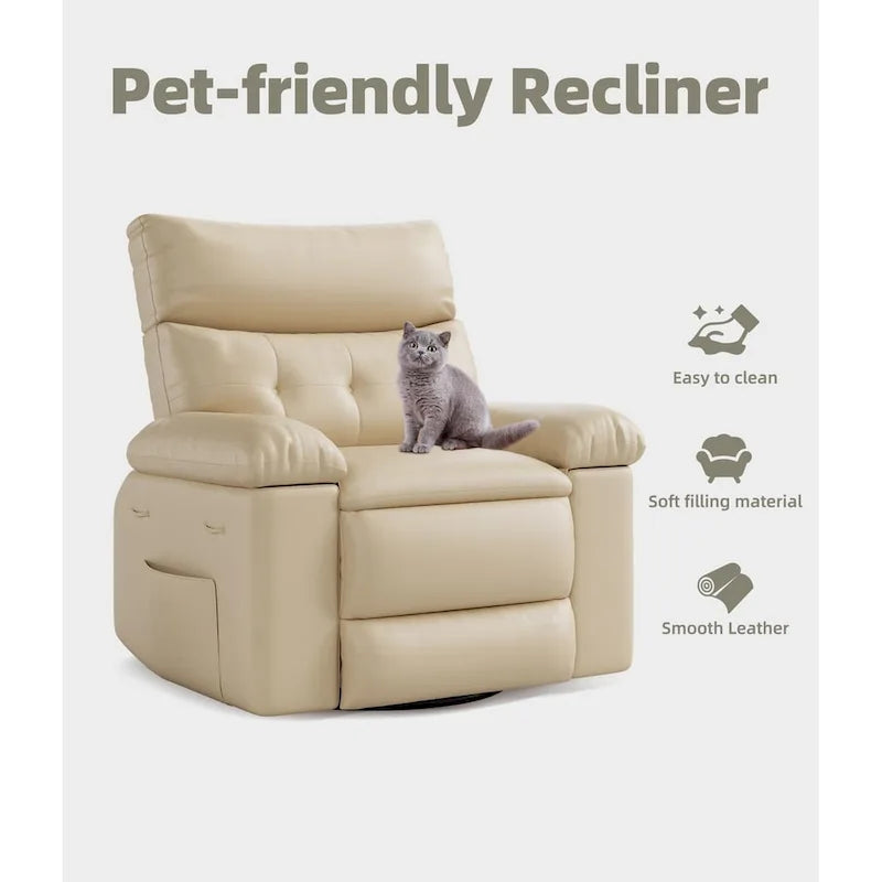 Fauteuil inclinable pivotant sur 360° surdimensionné avec fonctions chauffante et massante