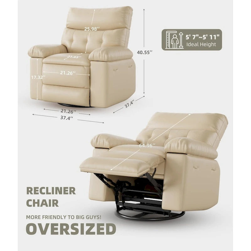 Fauteuil inclinable pivotant sur 360° surdimensionné avec fonctions chauffante et massante