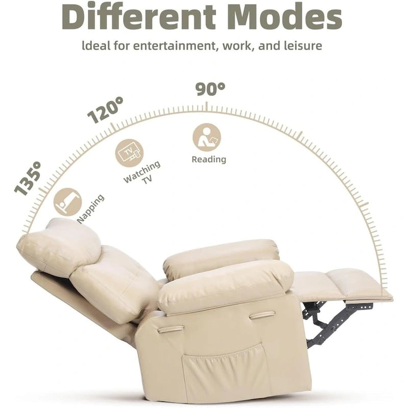 Fauteuil inclinable pivotant sur 360° surdimensionné avec fonctions chauffante et massante