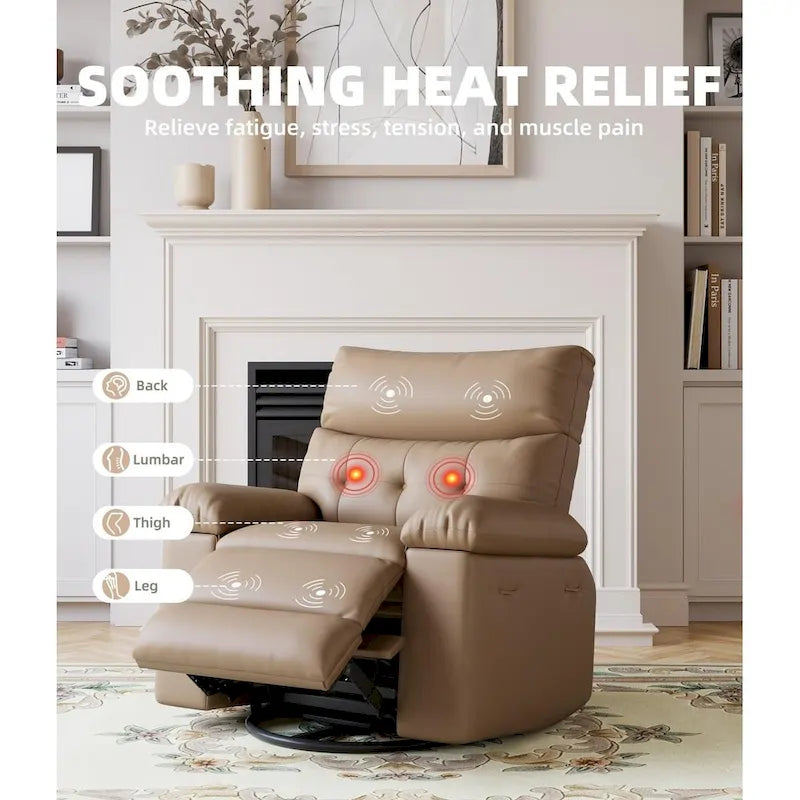 Fauteuil inclinable pivotant sur 360° surdimensionné avec fonctions chauffante et massante