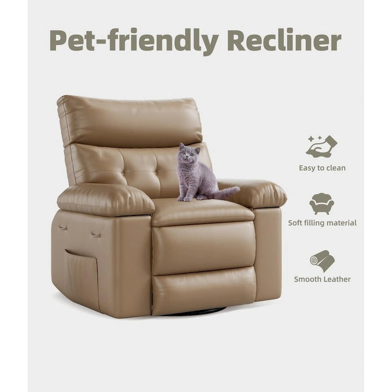 Fauteuil inclinable pivotant sur 360° surdimensionné avec fonctions chauffante et massante