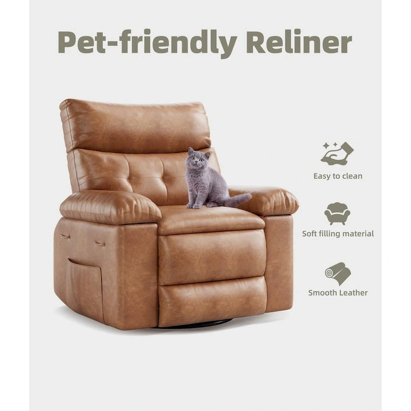 Fauteuil inclinable pivotant sur 360° surdimensionné avec fonctions chauffante et massante