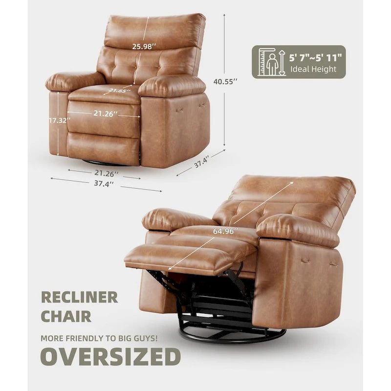 Fauteuil inclinable pivotant sur 360° surdimensionné avec fonctions chauffante et massante