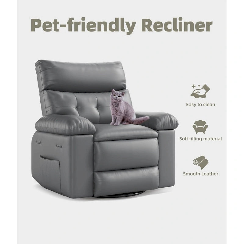 Fauteuil inclinable pivotant sur 360° surdimensionné avec fonctions chauffante et massante