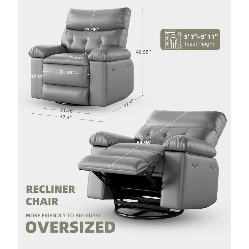 Fauteuil inclinable pivotant sur 360° surdimensionné avec fonctions chauffante et massante