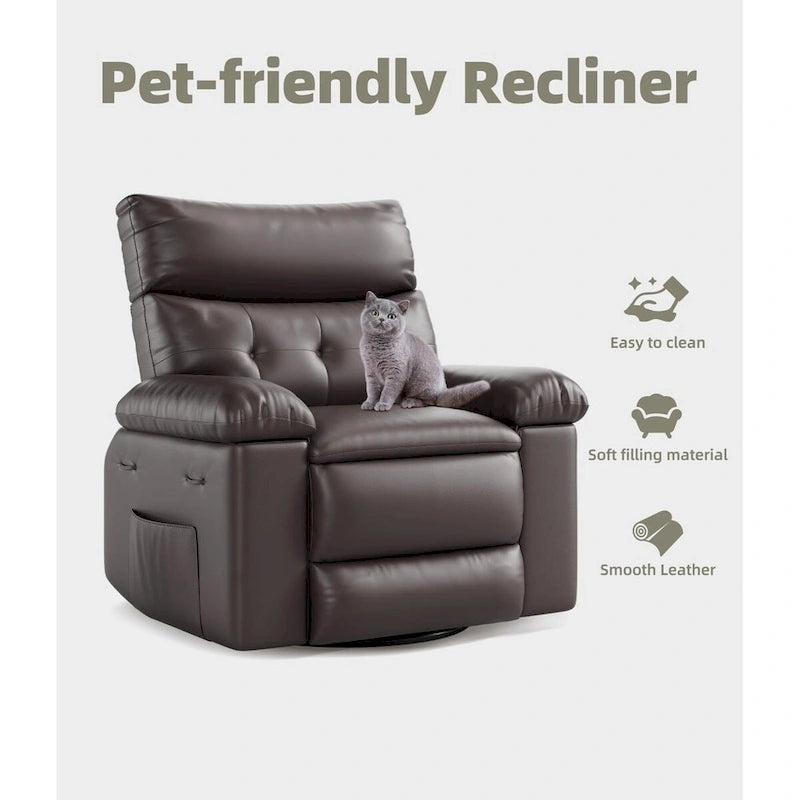Fauteuil inclinable pivotant sur 360° surdimensionné avec fonctions chauffante et massante