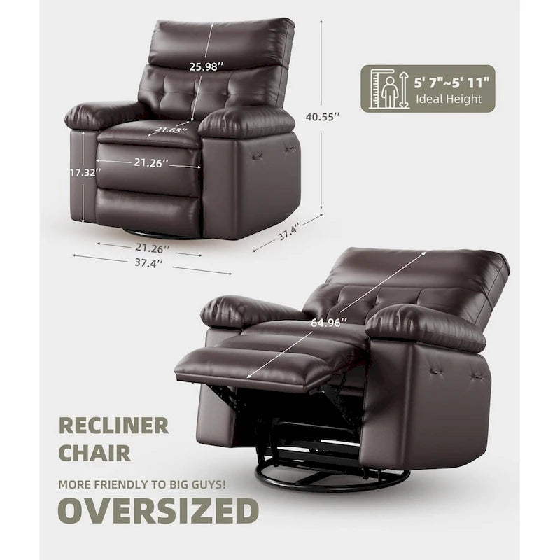 Fauteuil inclinable pivotant sur 360° surdimensionné avec fonctions chauffante et massante