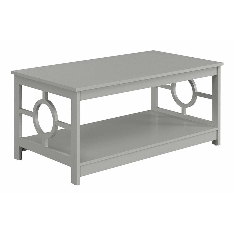 Table basse contemporaine avec cadre latéral en forme d'anneau et étagère inférieure
