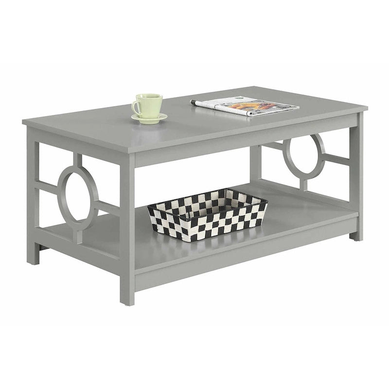 Table basse contemporaine avec cadre latéral en forme d'anneau et étagère inférieure