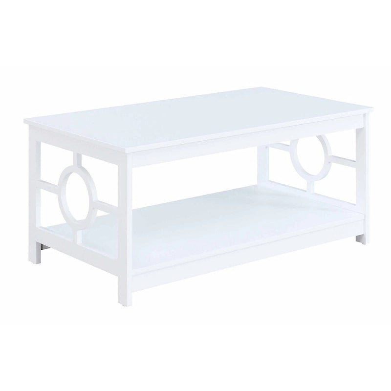 Table basse contemporaine avec cadre latéral en forme d'anneau et étagère inférieure