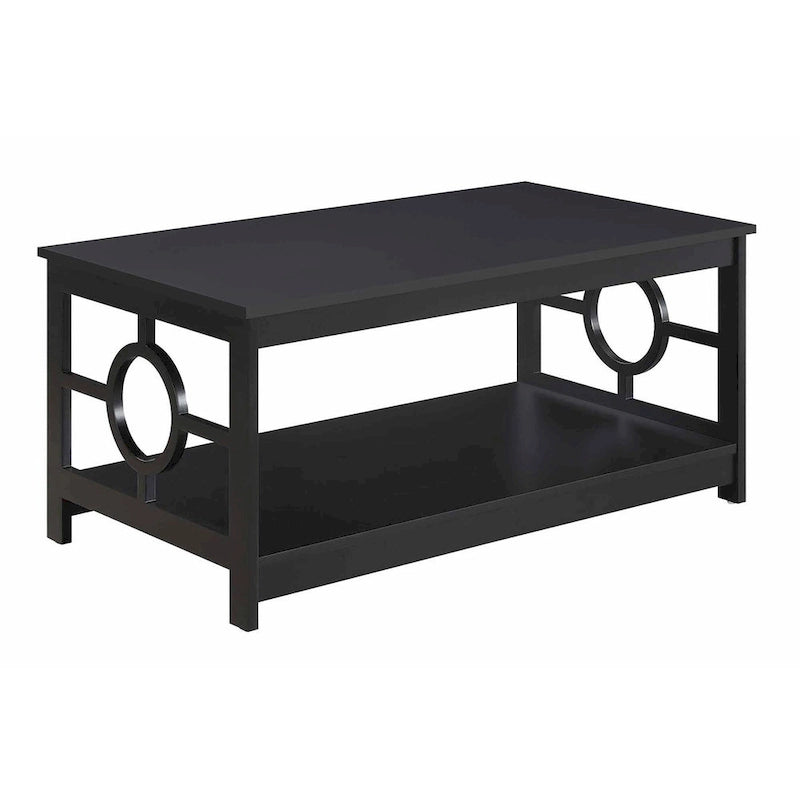 Table basse contemporaine avec cadre latéral en forme d'anneau et étagère inférieure