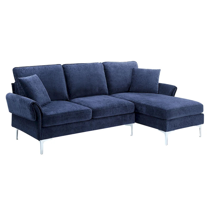 Canapé sectionnel contemporain en chenille en forme de L avec méridienne réversible