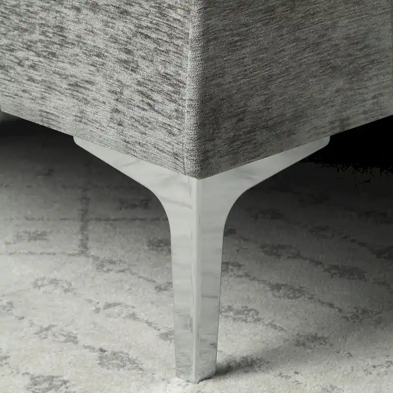 Canapé sectionnel contemporain en chenille en forme de L avec méridienne réversible