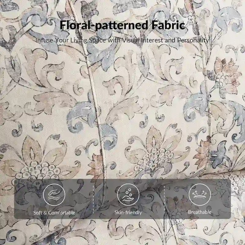 Fauteuil inclinable manuel en tissu fleuri avec accoudoirs courbés