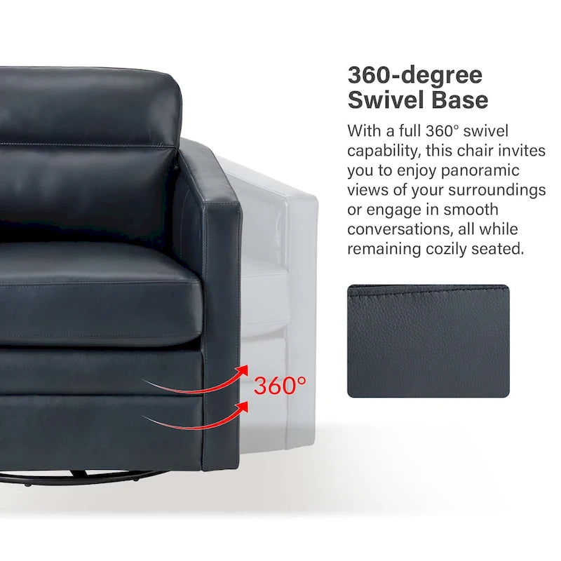 Fauteuil pivotant en cuir véritable avec accoudoirs