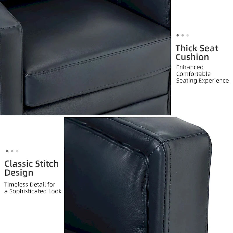 Fauteuil pivotant en cuir véritable avec accoudoirs