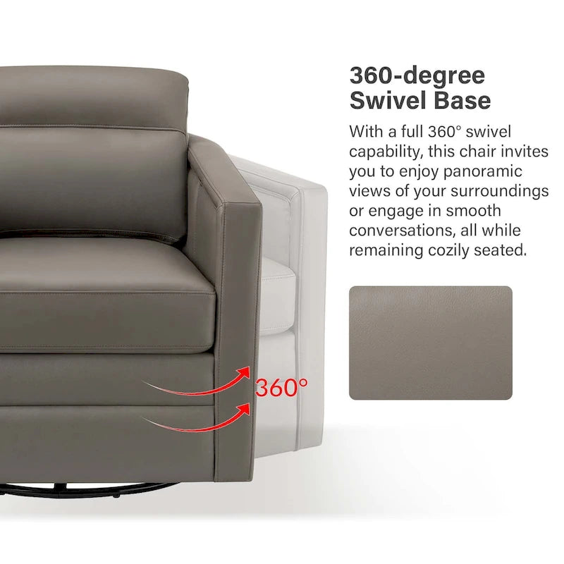 Fauteuil pivotant en cuir véritable avec accoudoirs