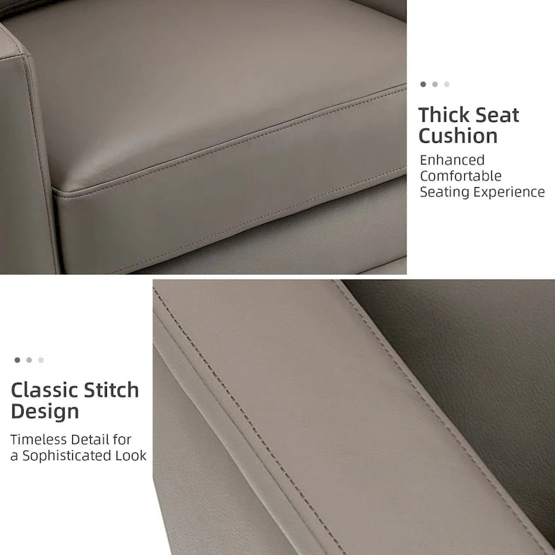 Fauteuil pivotant en cuir véritable avec accoudoirs
