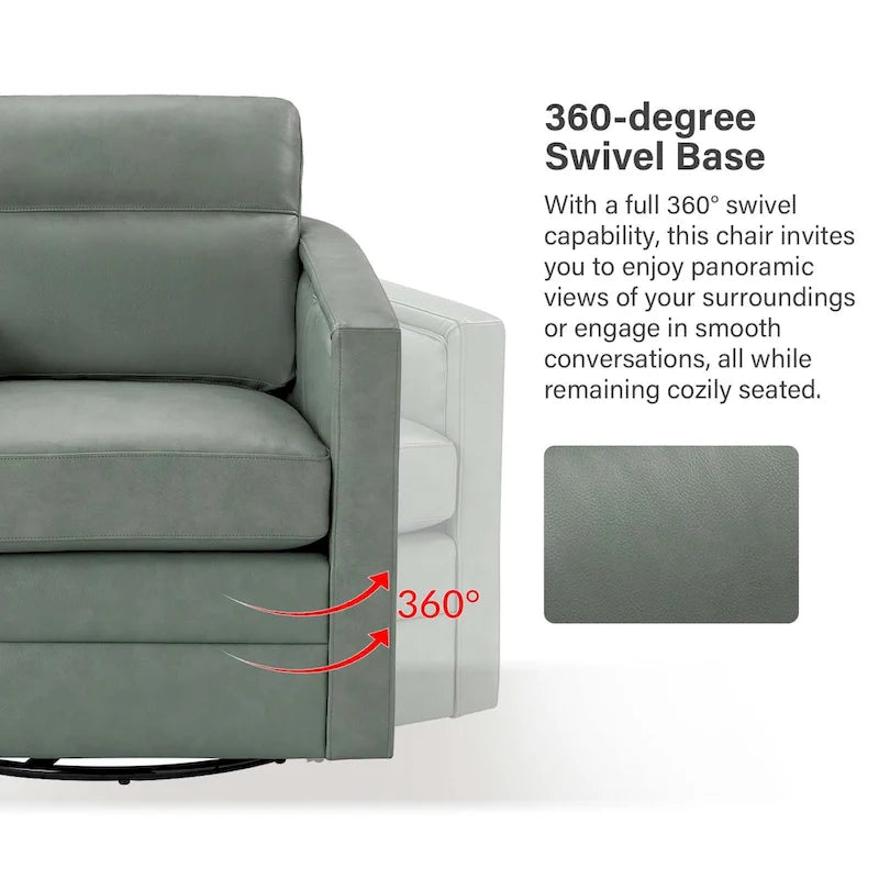 Fauteuil pivotant en cuir véritable avec accoudoirs