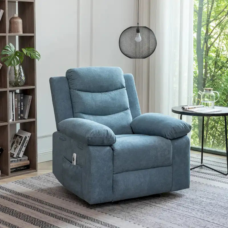 Fauteuil inclinable électrique en velours avec fonction massage réglable et système de chauffage