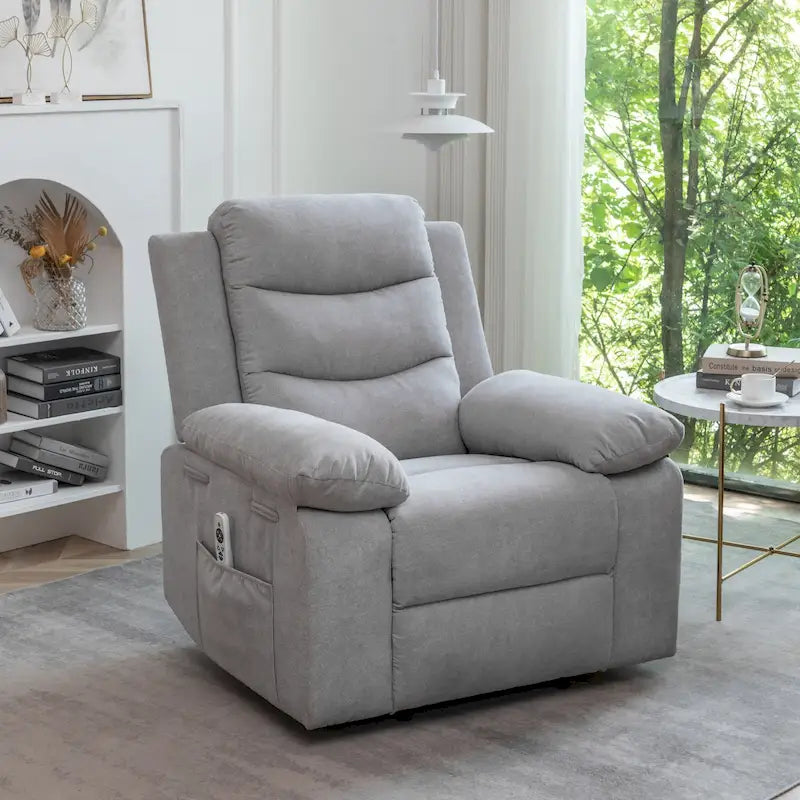 Fauteuil inclinable électrique en velours avec fonction massage réglable et système de chauffage