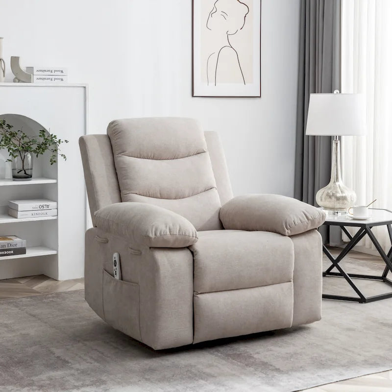Fauteuil inclinable électrique en velours avec fonction massage réglable et système de chauffage