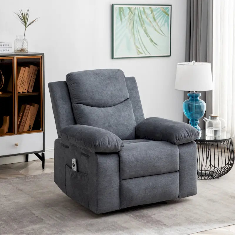 Fauteuil inclinable électrique en velours avec fonction massage réglable et système de chauffage
