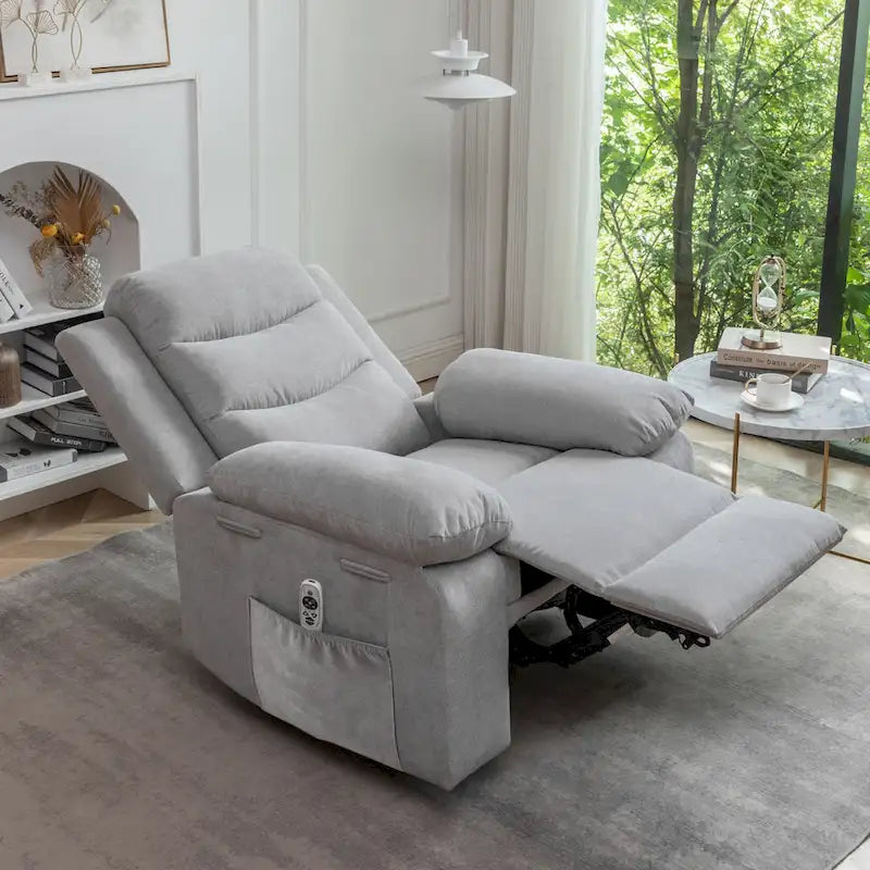 Fauteuil inclinable électrique en velours avec fonction massage réglable et système de chauffage